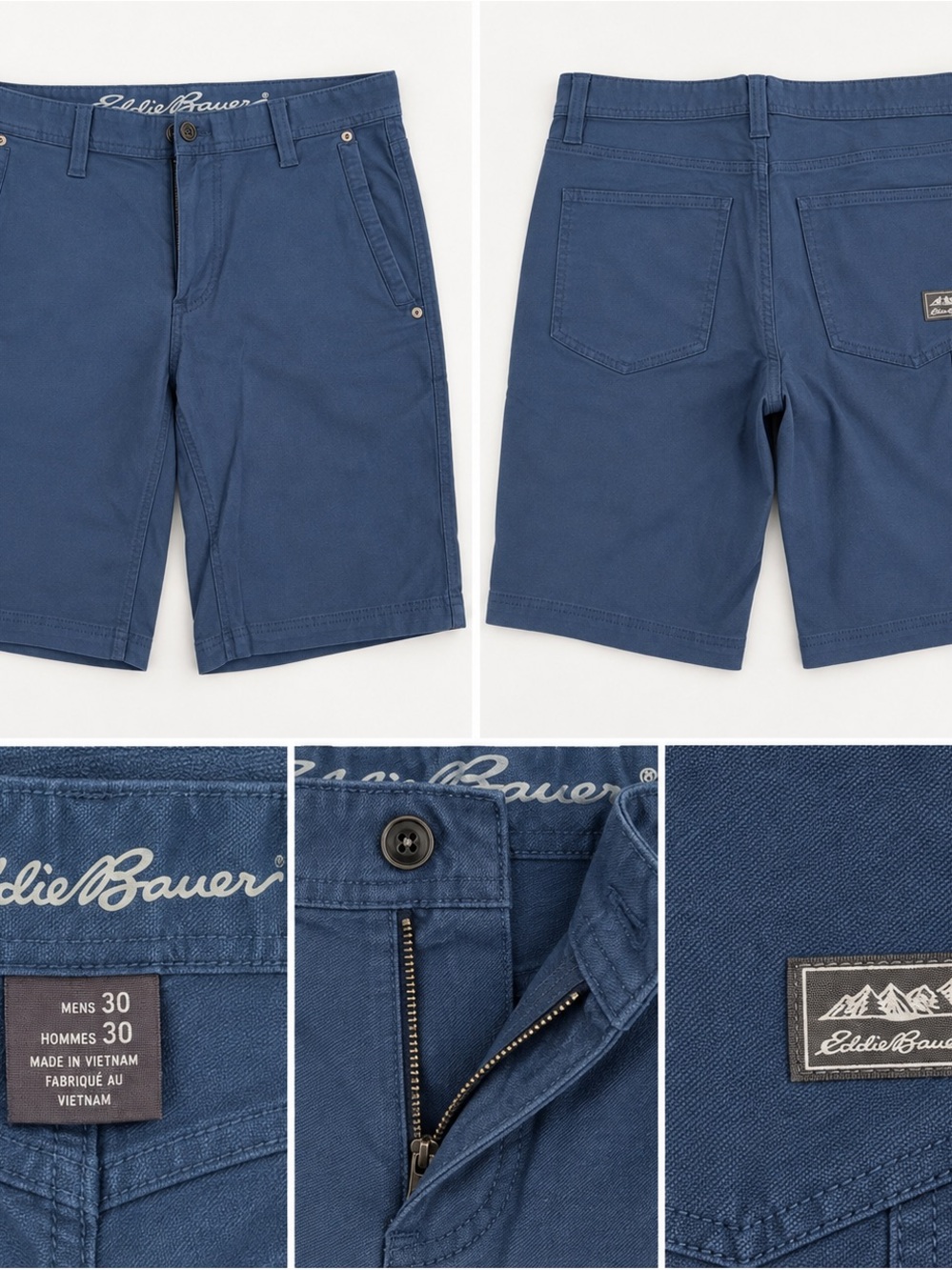 Eddie Bauer Men's Slate Blue Flat-Front Shorts